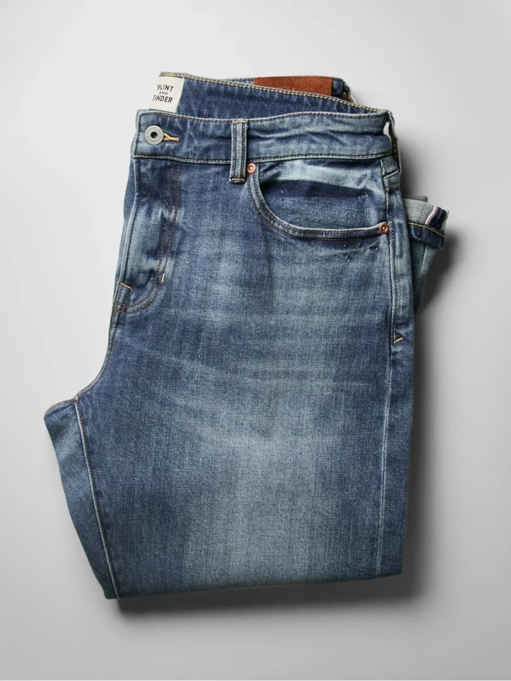 Flint and Tinder Stretch Selvedge Denim Jeans - Light Wash - 33 x 30